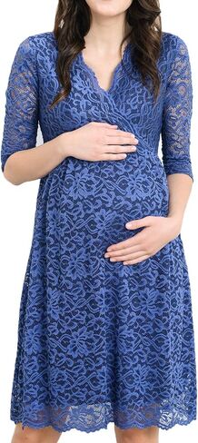 HELLO MIZ Women's Lace Maternity Dress with Nursing Friendly Faux Wrap in Kuwait