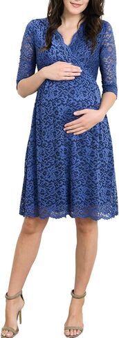 HELLO MIZ Women's Lace Maternity Dress with Nursing Friendly Faux Wrap in Kuwait