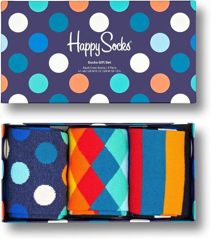 جوارب Happy Socks للرجال في صندوق هدايا كلاسيكي متعدد الألوان بمقاس أمريكي 8-12 in Saudi Arabia