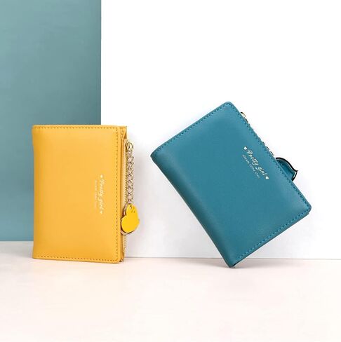 Sunwel Fashion Small Wallet with Heart Pendant Bifold Wallet Zipper Pocket Cash Card Holder Coin Purse for Women Girls (PINK, HEART CHARM) in Kuwait