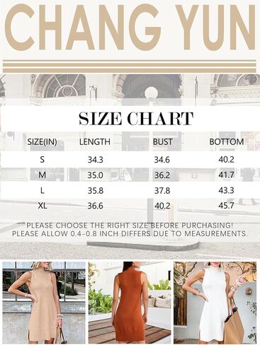 Chang Yun Women's Sleeveless Turtleneck Sweater Dresses 2023 Casual Knit Pullover Sweaters Dressy Bodycon Tank Mini Dress in Kuwait