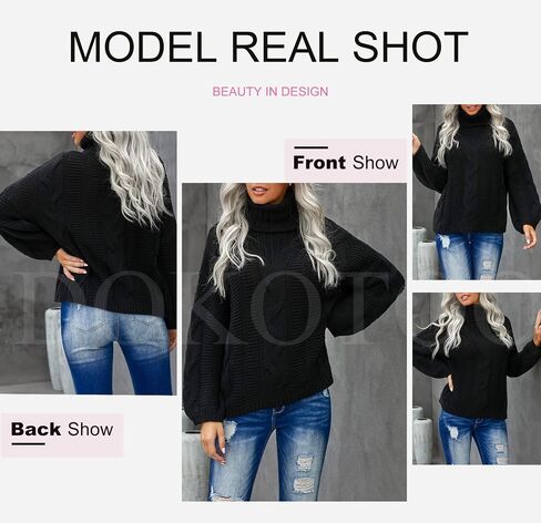 Dokotoo Womens 2023 Loose Oversized Casual Turtle Neck Sweater Pullover Top in Kuwait