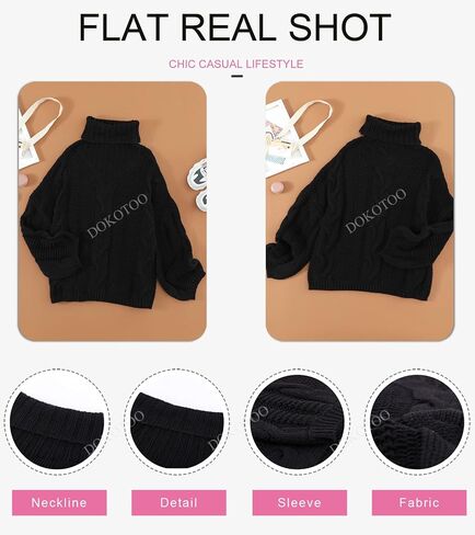 Dokotoo Womens 2023 Loose Oversized Casual Turtle Neck Sweater Pullover Top in Kuwait
