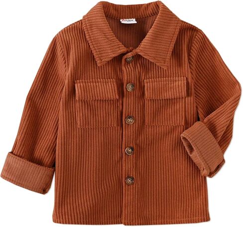PATPAT Toddler Boy Corduroy Jacket Fall Winter Shirt Long Sleeve Lapel Pocket and Button Design Jacket Outwear Clothes in Saudi Arabia