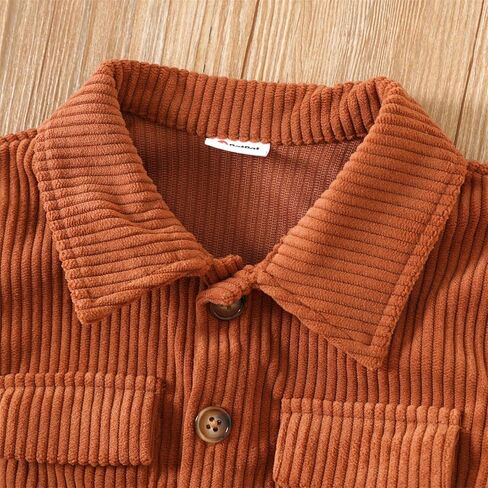 PATPAT Toddler Boy Corduroy Jacket Fall Winter Shirt Long Sleeve Lapel Pocket and Button Design Jacket Outwear Clothes in Saudi Arabia