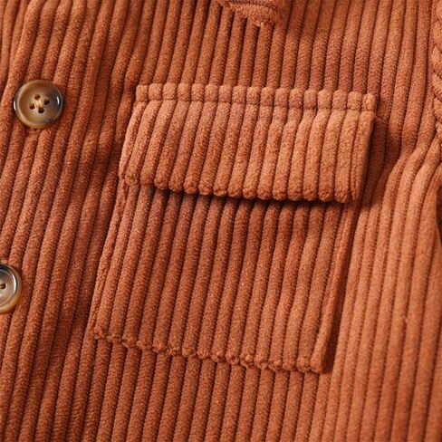 PATPAT Toddler Boy Corduroy Jacket Fall Winter Shirt Long Sleeve Lapel Pocket and Button Design Jacket Outwear Clothes in Saudi Arabia