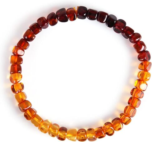 Guptue Natural Baltic Amber Bracelet for Adults (Women/Men)/ Baltic Amber Rainbow Beads Certified Amber Jewelry/Stretch Handmade Gemstone Wristband in Saudi Arabia