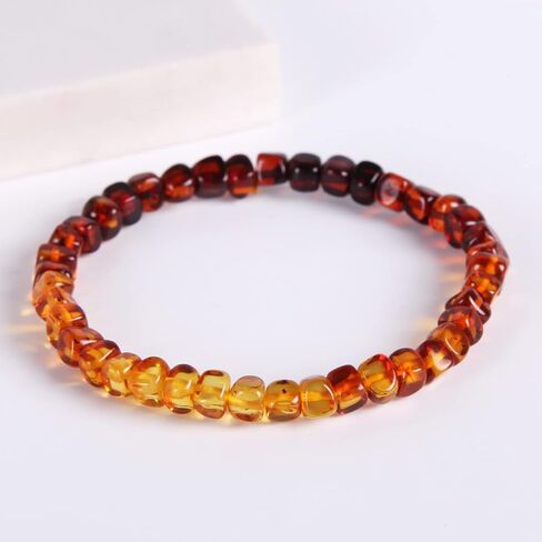Guptue Natural Baltic Amber Bracelet for Adults (Women/Men)/ Baltic Amber Rainbow Beads Certified Amber Jewelry/Stretch Handmade Gemstone Wristband in Saudi Arabia