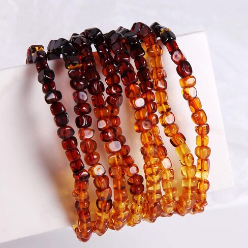 Guptue Natural Baltic Amber Bracelet for Adults (Women/Men)/ Baltic Amber Rainbow Beads Certified Amber Jewelry/Stretch Handmade Gemstone Wristband in Saudi Arabia