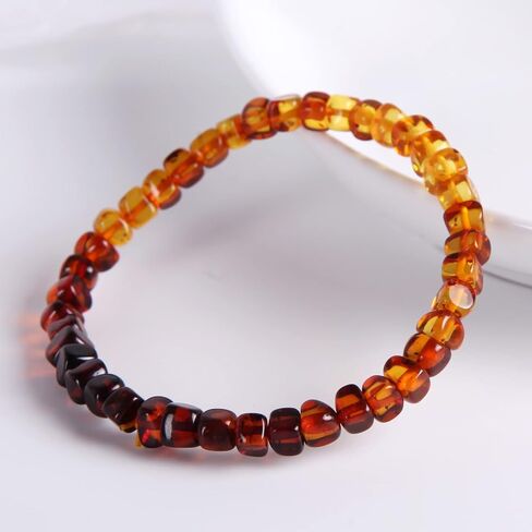 Guptue Natural Baltic Amber Bracelet for Adults (Women/Men)/ Baltic Amber Rainbow Beads Certified Amber Jewelry/Stretch Handmade Gemstone Wristband in Saudi Arabia