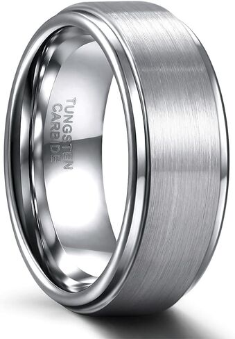 SHINYSO 6mm 8mm Mens Tungsten Carbide Rings Wedding Band Matte Comfort Fit Black/Silver in Kuwait