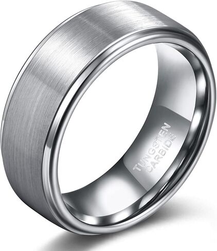 SHINYSO 6mm 8mm Mens Tungsten Carbide Rings Wedding Band Matte Comfort Fit Black/Silver in Kuwait