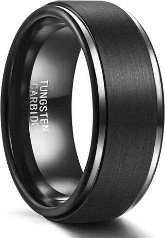SHINYSO 6mm 8mm Mens Tungsten Carbide Rings Wedding Band Matte Comfort Fit Black/Silver in Kuwait