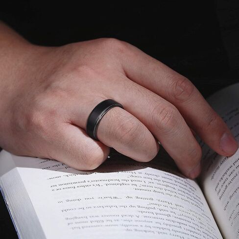 SHINYSO 6mm 8mm Mens Tungsten Carbide Rings Wedding Band Matte Comfort Fit Black/Silver in Kuwait