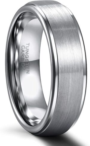 SHINYSO 6mm 8mm Mens Tungsten Carbide Rings Wedding Band Matte Comfort Fit Black/Silver in Kuwait
