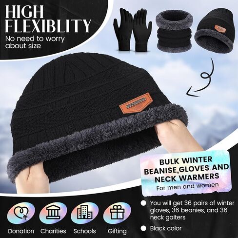 Suhine 108 قطعة قبعة صغيرة شتوية قفاز وشاح مجموعات للجنسين قبعة السائبة الصوف الرقبة الأوشحة الدافئة للرجال النساء بلا مأوى in Kuwait