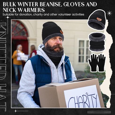 Suhine 108 قطعة قبعة صغيرة شتوية قفاز وشاح مجموعات للجنسين قبعة السائبة الصوف الرقبة الأوشحة الدافئة للرجال النساء بلا مأوى in Kuwait