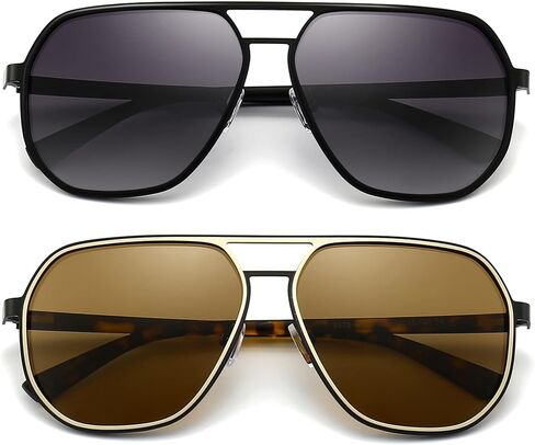 نظارات شمسية SUNGAIT Polygon Aviator للرجال نظارات شمسية مربعة عصرية مستقطبة وظلال طيار كلاسيكية للحماية من الأشعة فوق البنفسجية in Kuwait