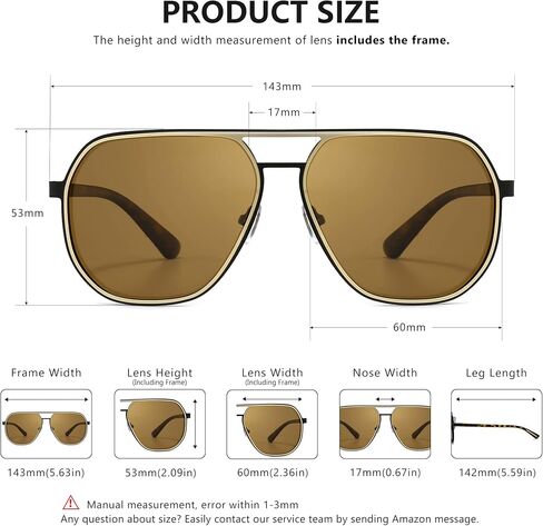 نظارات شمسية SUNGAIT Polygon Aviator للرجال نظارات شمسية مربعة عصرية مستقطبة وظلال طيار كلاسيكية للحماية من الأشعة فوق البنفسجية in Kuwait