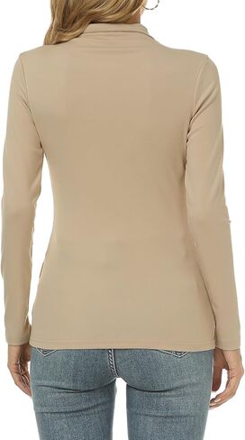LaLaLa Womens 2023 Long Sleeve Shirts Mock Turtleneck Base Layer Fitted Slim Fit Blouse Tops (XS-XL) in Kuwait