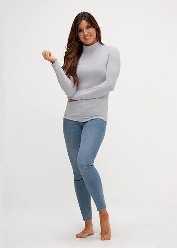 DEVOPS Womens 2-Pack Long Sleeve Mock Turtleneck Stretch Fitted Shirts in Saudi Arabia
