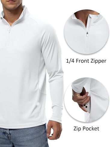 TBMPOY Men's UPF 50+ Long Sleeve Shirts 1/4 Zip Pocket Pullover Lightweight Quick Dry Rash Guard Hiking Fishing T-Shirt in Saudi Arabia