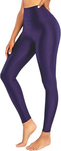Romastory Women's Elastic Shiny Leggings Pants High Waisted Shining Sports Workout Leggings Tights in Saudi Arabia