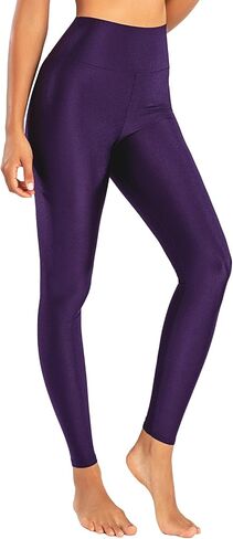 Romastory Women's Elastic Shiny Leggings Pants High Waisted Shining Sports Workout Leggings Tights in Saudi Arabia