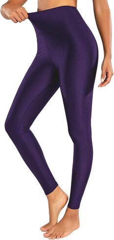Romastory Women's Elastic Shiny Leggings Pants High Waisted Shining Sports Workout Leggings Tights in Saudi Arabia