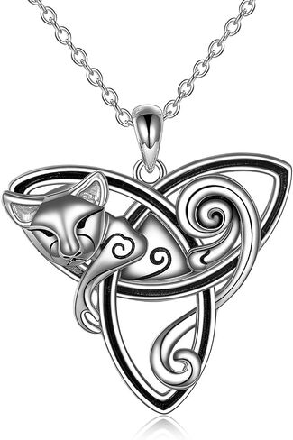 POPLYKE Celtic Cat Necklace/Cat Urn Necklace for Women Sterling Silver Triquetra Celtic Trinity Knot Necklace for Girls Halloween Jewelry Gifts in Kuwait