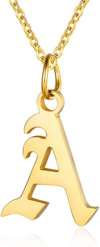 Letter Necklaces for Women Personalized Necklaces 18K Gold Plated Initial Pendant Old English Name Necklaces A-Z Bridesmaid Gift for Girls in Saudi Arabia