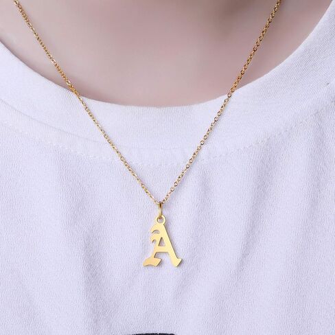 Letter Necklaces for Women Personalized Necklaces 18K Gold Plated Initial Pendant Old English Name Necklaces A-Z Bridesmaid Gift for Girls in Saudi Arabia