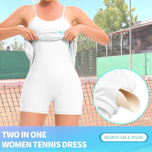 فستان تنس للنساء، فساتين للتمرين مع شورت مدمج مع جيوب in Kuwait