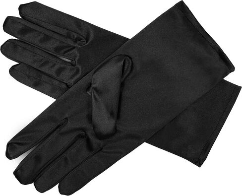 Gionforsy Short Satin Opera Gloves Formal Wrist Gloves Tea Party 1920s Banquet Gloves Wedding Dancing Gloves in Kuwait