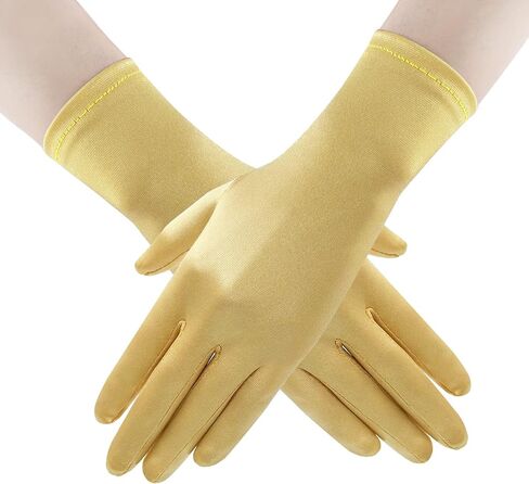 Gionforsy Short Satin Opera Gloves Formal Wrist Gloves Tea Party 1920s Banquet Gloves Wedding Dancing Gloves in Kuwait