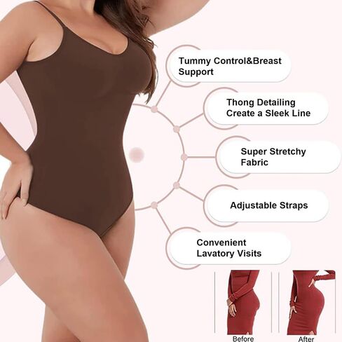 CHIC FILLES 2Pieces Bodysuits for Women Tummy Control Shapewear Seamless Sculpting thong Body Shaper Tank Top in Kuwait