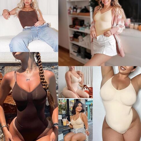 CHIC FILLES 2Pieces Bodysuits for Women Tummy Control Shapewear Seamless Sculpting thong Body Shaper Tank Top in Kuwait