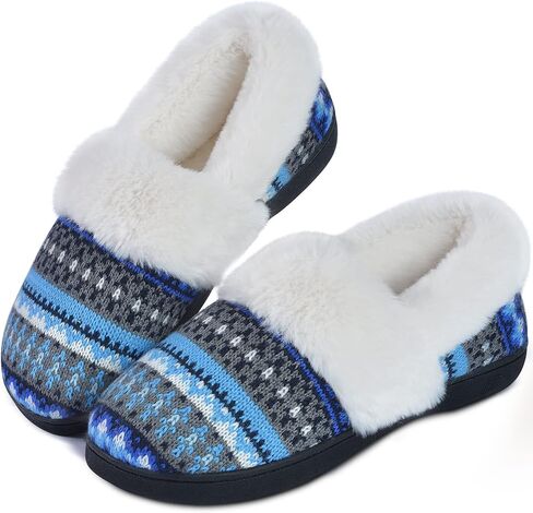 DL Women's Comfy House Slippers with Faux Fur Lining, Memory Foam Slip on House Shoes Nordic with Indoor Outdoor Anti-Skid Rubber Sole in Saudi Arabia