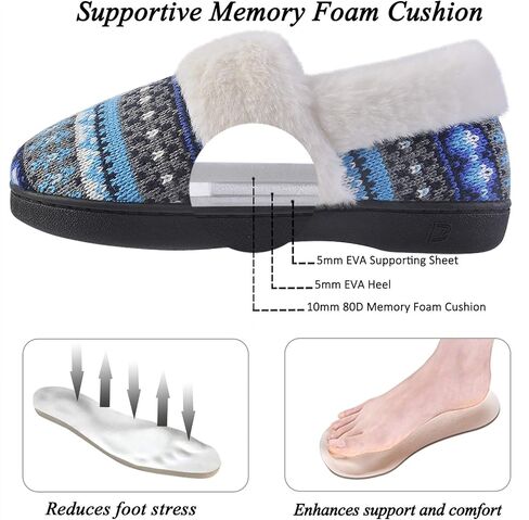 DL Women's Comfy House Slippers with Faux Fur Lining, Memory Foam Slip on House Shoes Nordic with Indoor Outdoor Anti-Skid Rubber Sole in Saudi Arabia