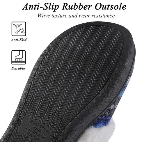 DL Women's Comfy House Slippers with Faux Fur Lining, Memory Foam Slip on House Shoes Nordic with Indoor Outdoor Anti-Skid Rubber Sole in Saudi Arabia