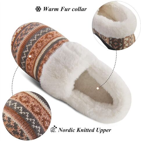 DL Women's Comfy House Slippers with Faux Fur Lining, Memory Foam Slip on House Shoes Nordic with Indoor Outdoor Anti-Skid Rubber Sole in Saudi Arabia