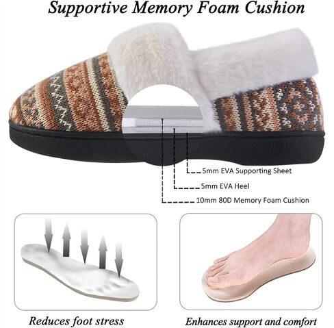 DL Women's Comfy House Slippers with Faux Fur Lining, Memory Foam Slip on House Shoes Nordic with Indoor Outdoor Anti-Skid Rubber Sole in Saudi Arabia