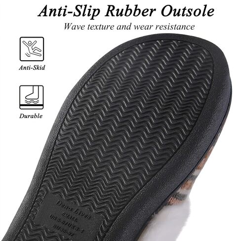 DL Women's Comfy House Slippers with Faux Fur Lining, Memory Foam Slip on House Shoes Nordic with Indoor Outdoor Anti-Skid Rubber Sole in Saudi Arabia