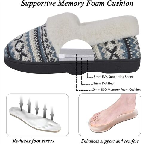 DL Women's Comfy House Slippers with Faux Fur Lining, Memory Foam Slip on House Shoes Nordic with Indoor Outdoor Anti-Skid Rubber Sole in Kuwait