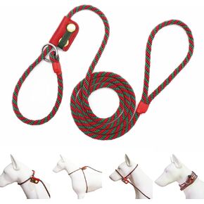 Slip Lead Dog Leash,Dog Harness and Leash Set for Walking - Head Collar with Rope Leash for Pulling - DIY Dog Scarf Green Slider