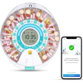 Zoksi New Bluetooth Smart Automatic Pill Dispenser, Electronic Medication Dispenser for Elderly, 28 Compartments Medicine Organizer with Triple Reminder in Kuwait