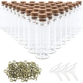 سوبرليل 48 قطعة من زجاجات البرطمانات الزجاجية الصغيرة 20 مل مع سدادة فلين و48 قطعة من البراغي و3 قطع قمع in Kuwait