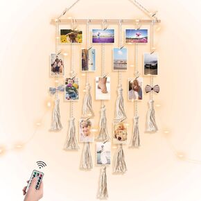 kyoryuger Macrame Wall Hanging Pictures Clip Photo Holder Boho Bedroom Decor Teenage Girl, Birthday Gifts Gift for Mom Gifts for Grandma Nana Gifts Memorial Gift Friends Gifts Gifts for Women in Kuwait