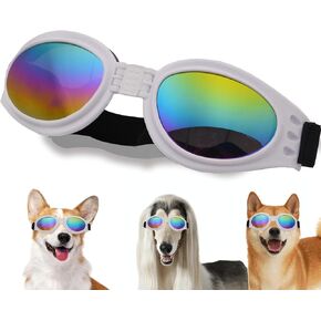 Dog Goggles, Pet Glasses UV Protection,Goggles with Adjustable Strap for Small Size Dogs,Summer Pet Decoration(Black Frame)