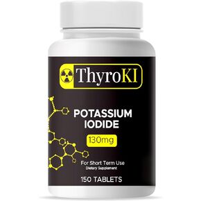 أقراص يوديد البوتاسيوم ThyroKI 130 مجم (150 قرصًا) أقراص سريعة الذوبان غير معدلة وراثيًا | حبوب اليود والبوتاسيوم YODO Naciente | مكمل غذائي لليود للبقاء على قيد الحياة في حالات الطوارئ | صنع فى أمريكا